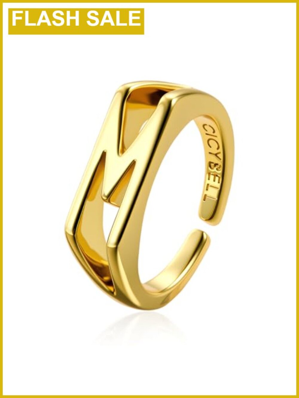 18k Gold Plated Initial Ring Adjustable Stacking Signet Women Size 7